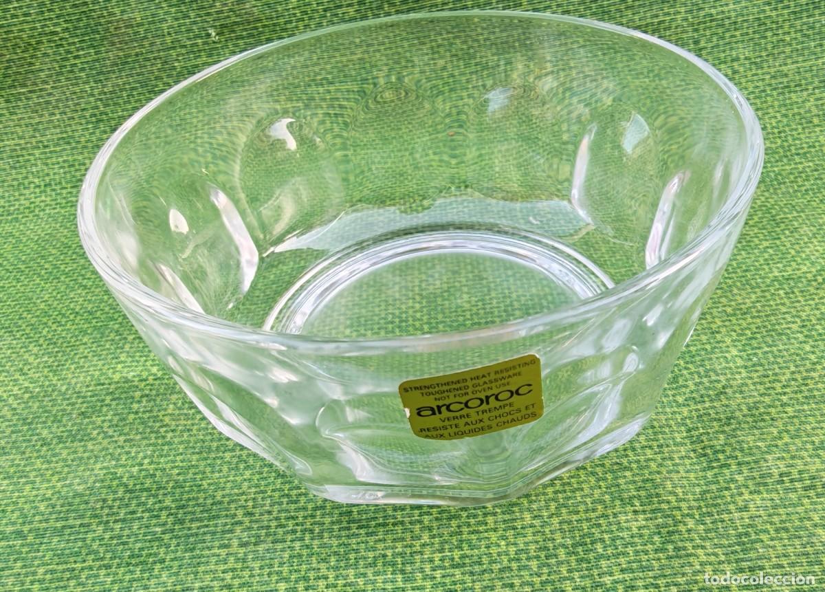 Vintage: Bol de vidrio templado transparente fabricado por Arcoroc, Francia