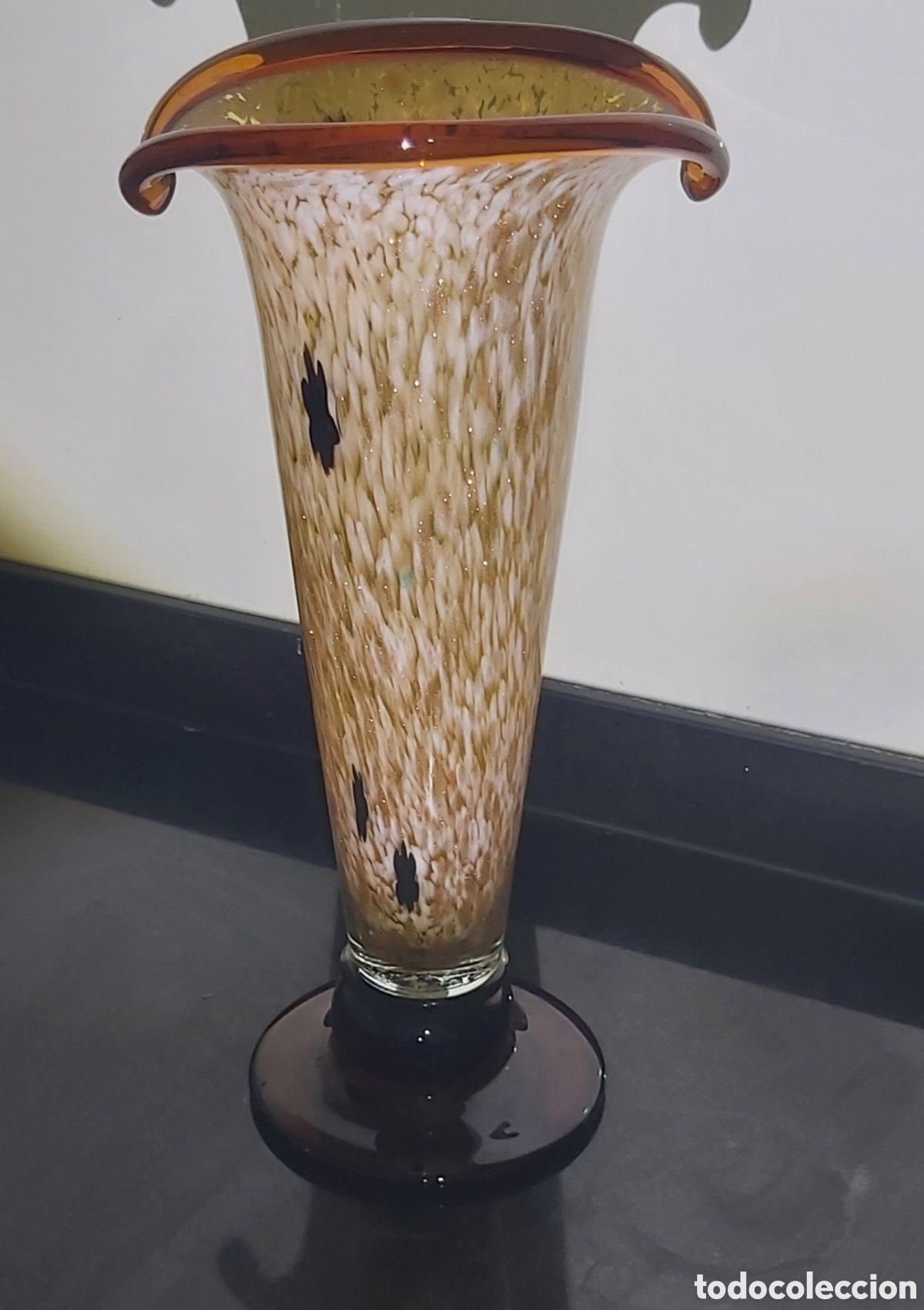 Vintage: Jarr&oacute;n Vintage Cristal Soplado Estilo Murano - 30cm (Excelente Estado)