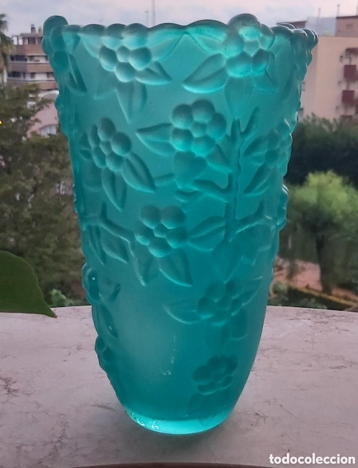 Vintage: Jarr&oacute;n Alem&aacute;n Vintage Walther Glas Turquesa - 24 cm