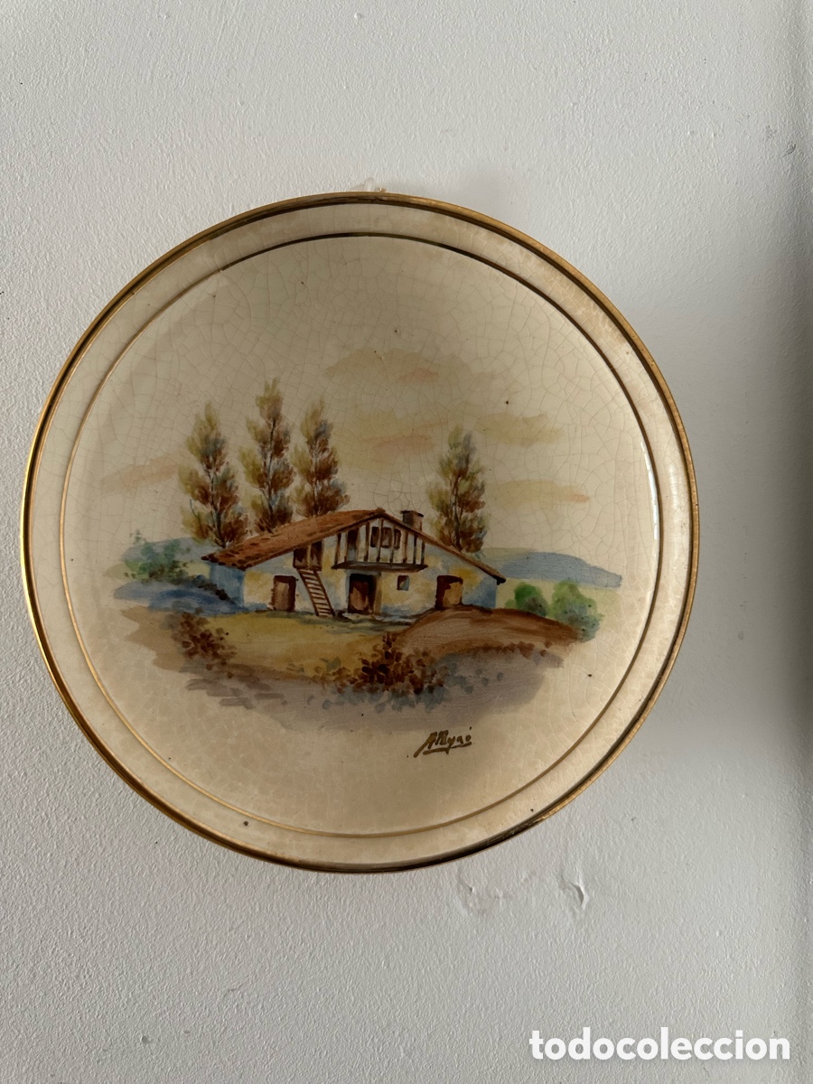 Vintage: Antiguo plato decorativo de Cer&aacute;micas Peyr&oacute; (Valencia) - 18 cm - Firmado y sellado - C. 1940