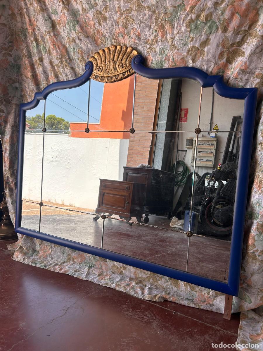 Vintage: Gran espejo de pared Azul