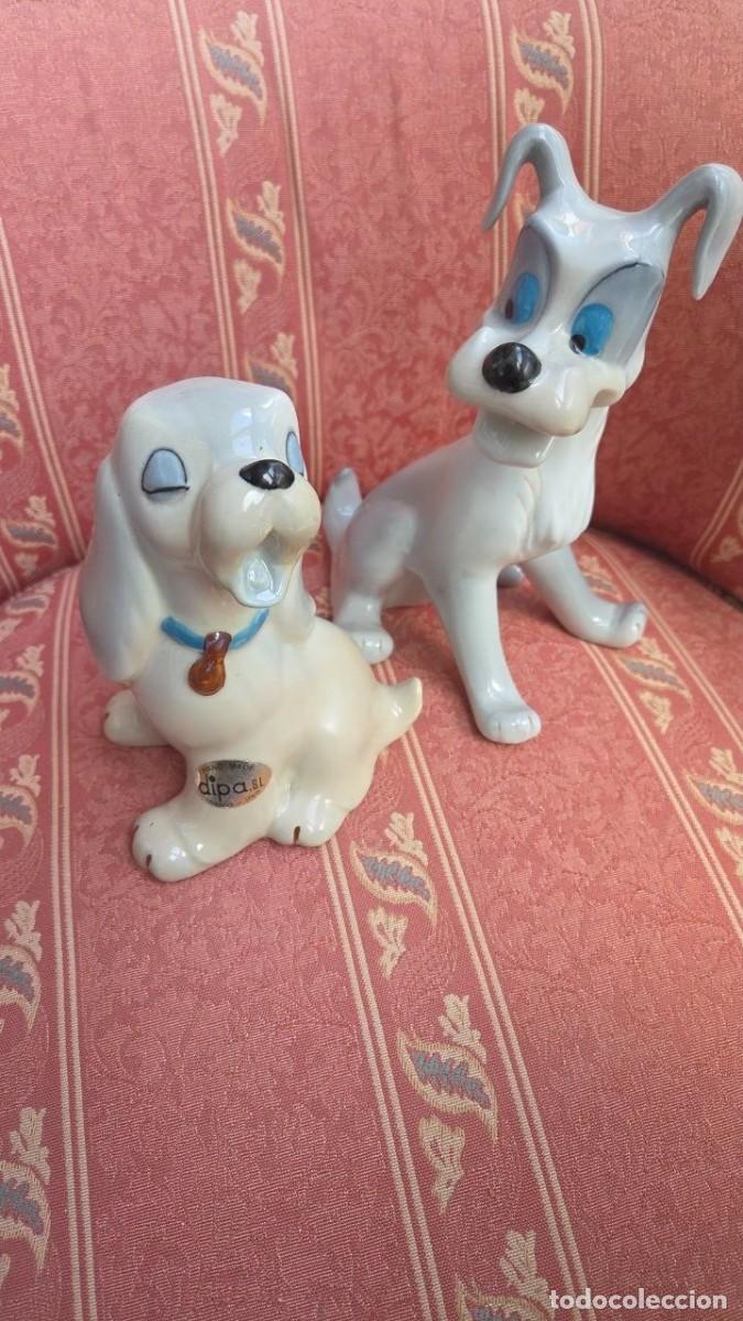 Vintage: Pareja de figuras de cer&aacute;mica La Dama y el Vagabundo Disney &ndash; Dipa Valencia Espa&ntilde;a &ndash; Vintage