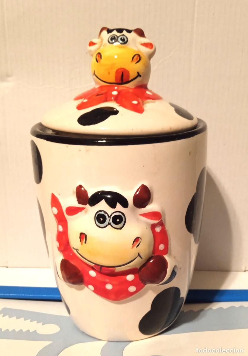 Vintage: BOTE CERAMICA DE COCINA CON VAQUITAS