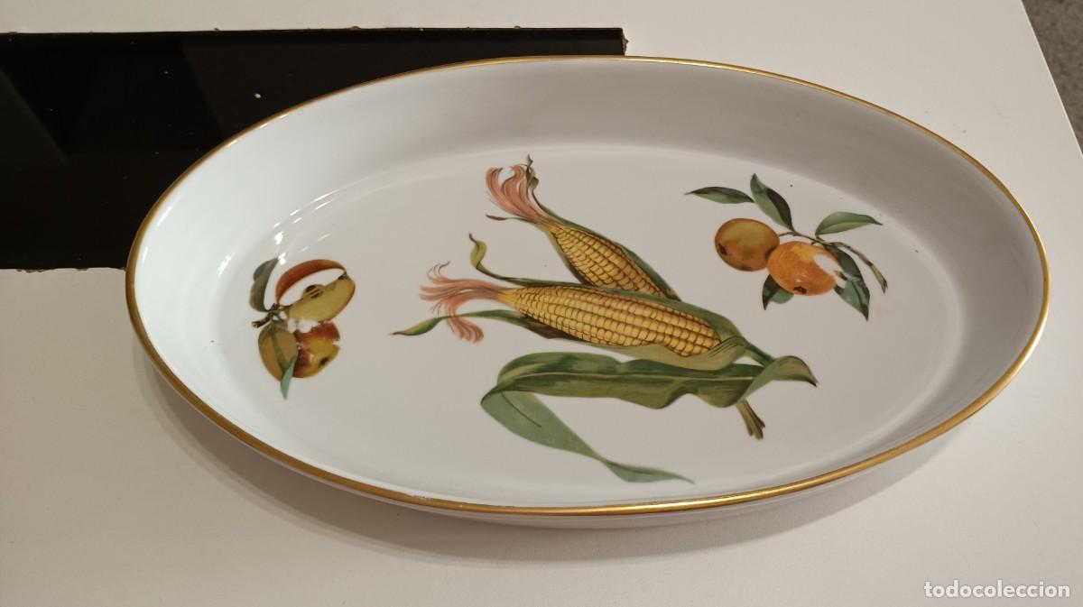 Vintage: BONITA FUENTE GRANDE OVALADA DE PORCELANA FINA DE ROYAL WORCESTER,PATR&Oacute;N EVESHAM GOLD,VINTAGE