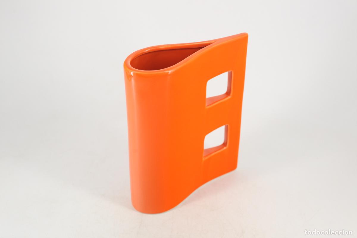 Vintage: Jarr&oacute;n Fold cer&aacute;mica vintage retro naranja Ipalacio space age Italia 70s