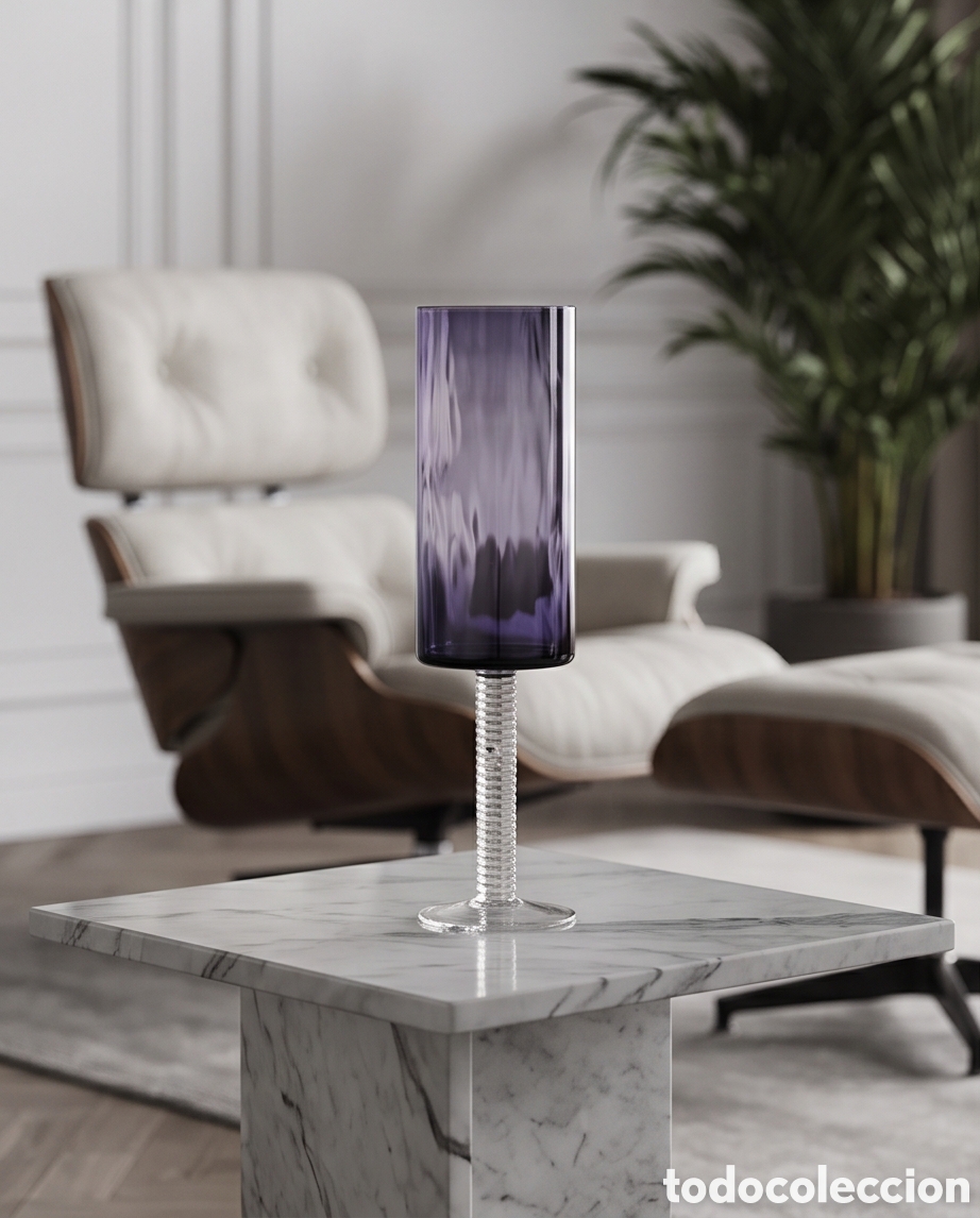 Vintage: Copa cristal morada decoraci&oacute;n Mid Century