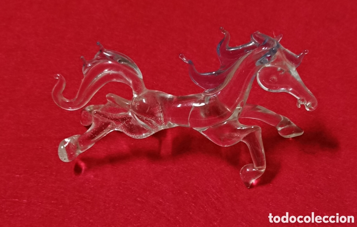 Vintage: Vintage Artesania figura decorativa caballo en galope hecha a mano con vidrio soplado