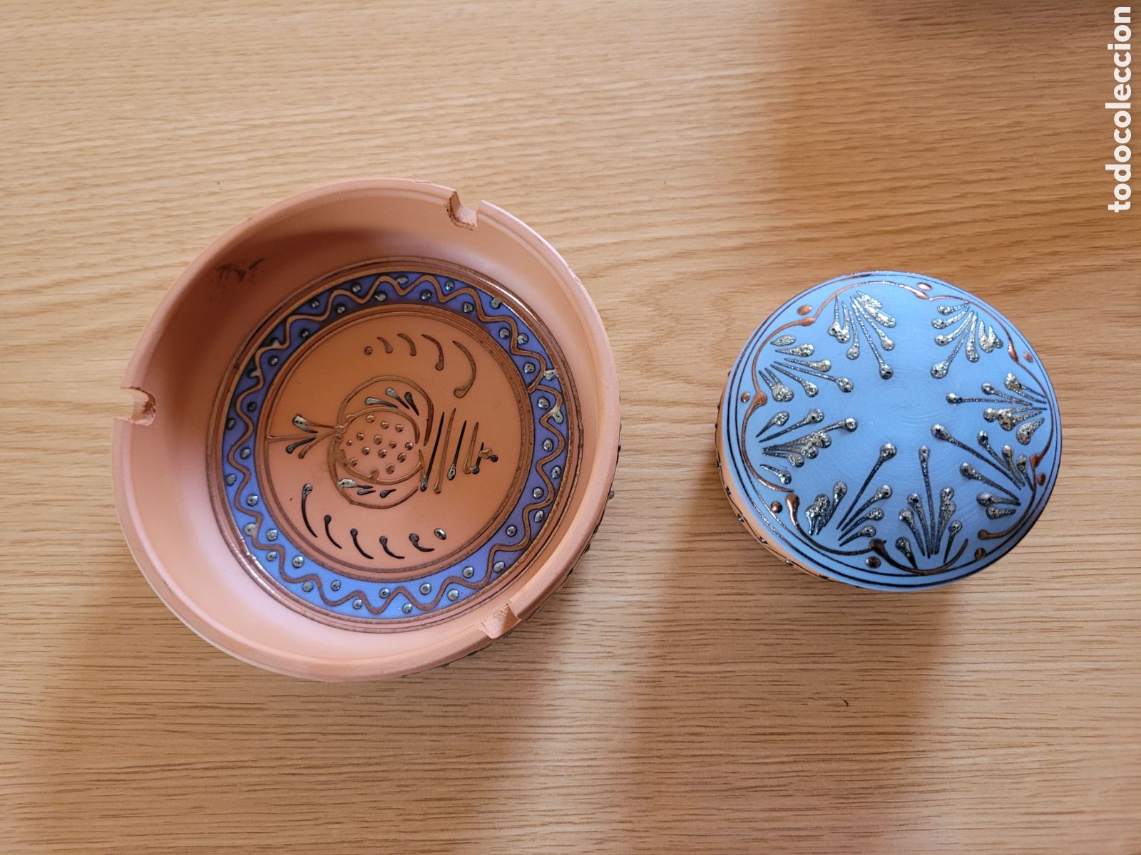 Vintage: CAJITA Y CENICERO DE CERAMICA DECORADA