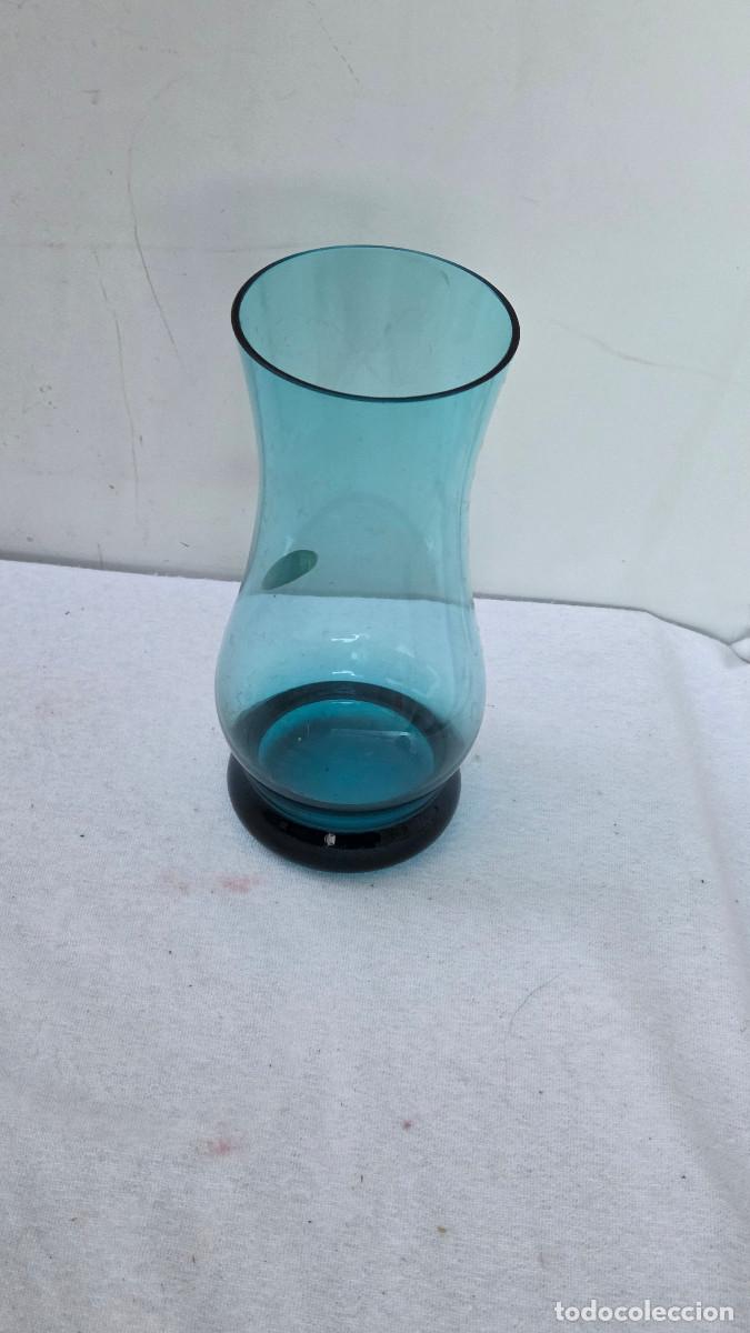 Vintage: jarron de cristal azul