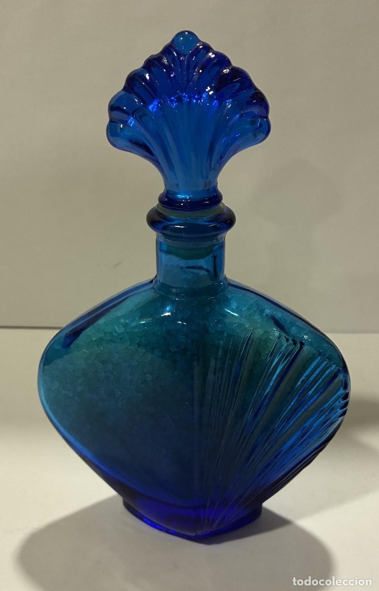 Vintage: Jarr&oacute;n con tap&oacute;n de cristal azul para decoraci&oacute;n del hogar, estilo retro con sales