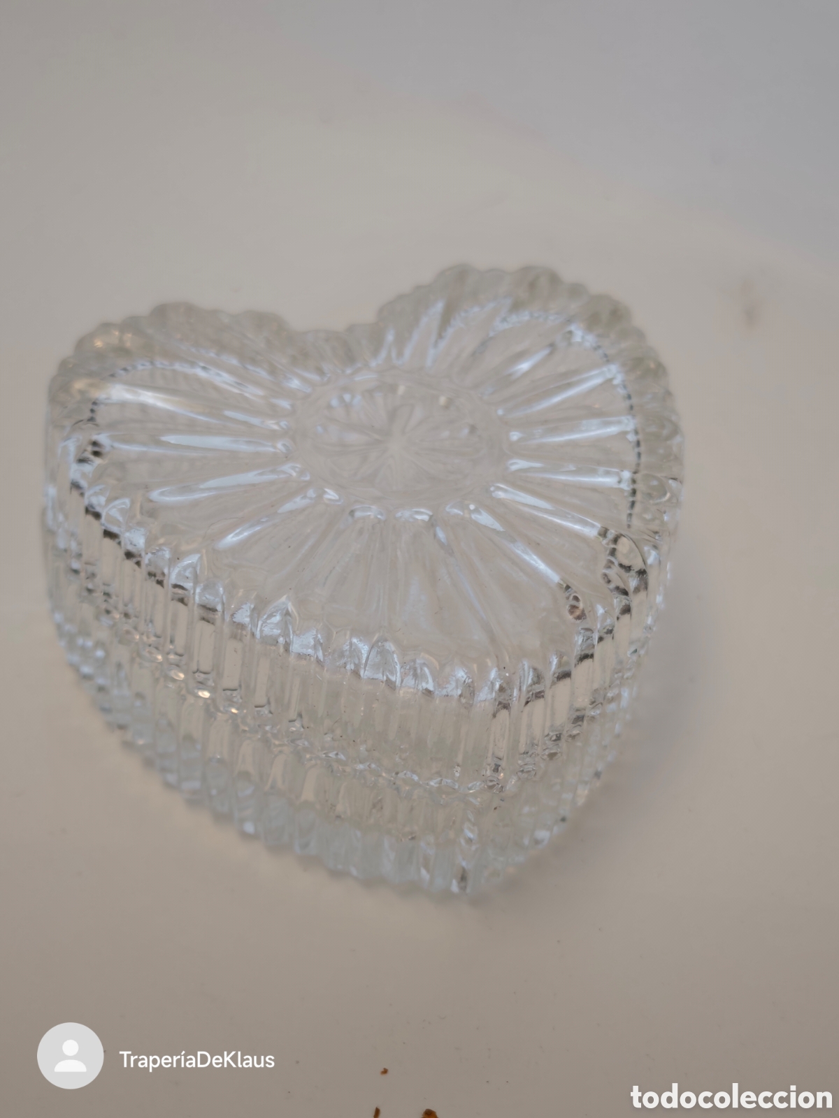 Vintage: Cajita o joyero de cristal con forma corazon - car151