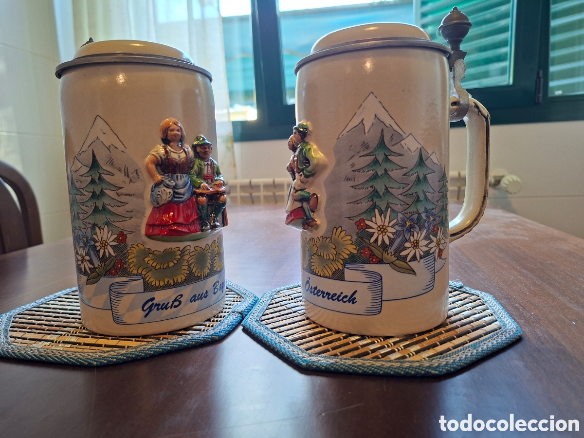 Vintage: PAREJA DE JARRAS DE CERVEZA ALEMANAS