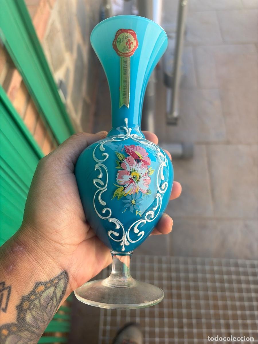 Vintage: jarr&oacute;n italiano de vidrio opalino Stelvia &ndash; &ldquo;Opalina Fiorentina&rdquo;, fabricado en la zona de Empoli, ce