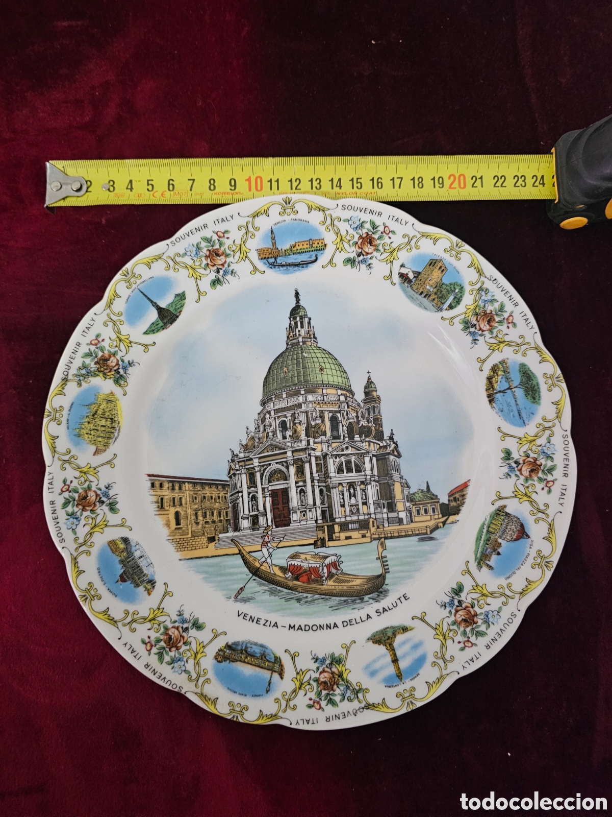 Vintage: ​Plato Decorativo Souvenir de Italia - Venezia / Madonna della Salute (24 cm)