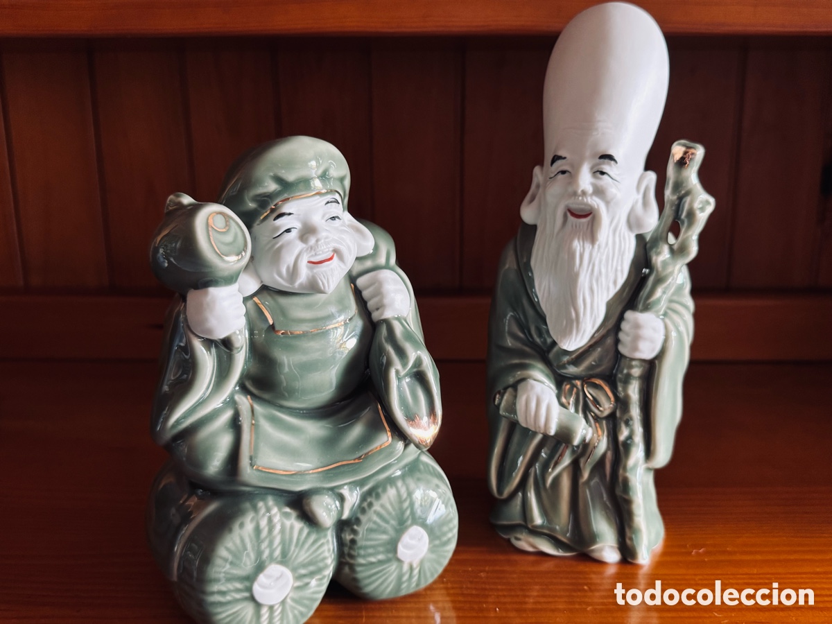 Vintage: Figuras cer&aacute;mica japonesa (2 unidades)