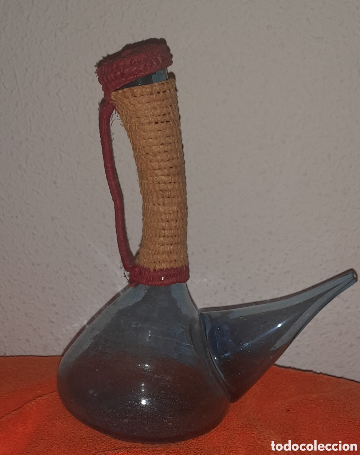 Vintage: Original porron cristal azul