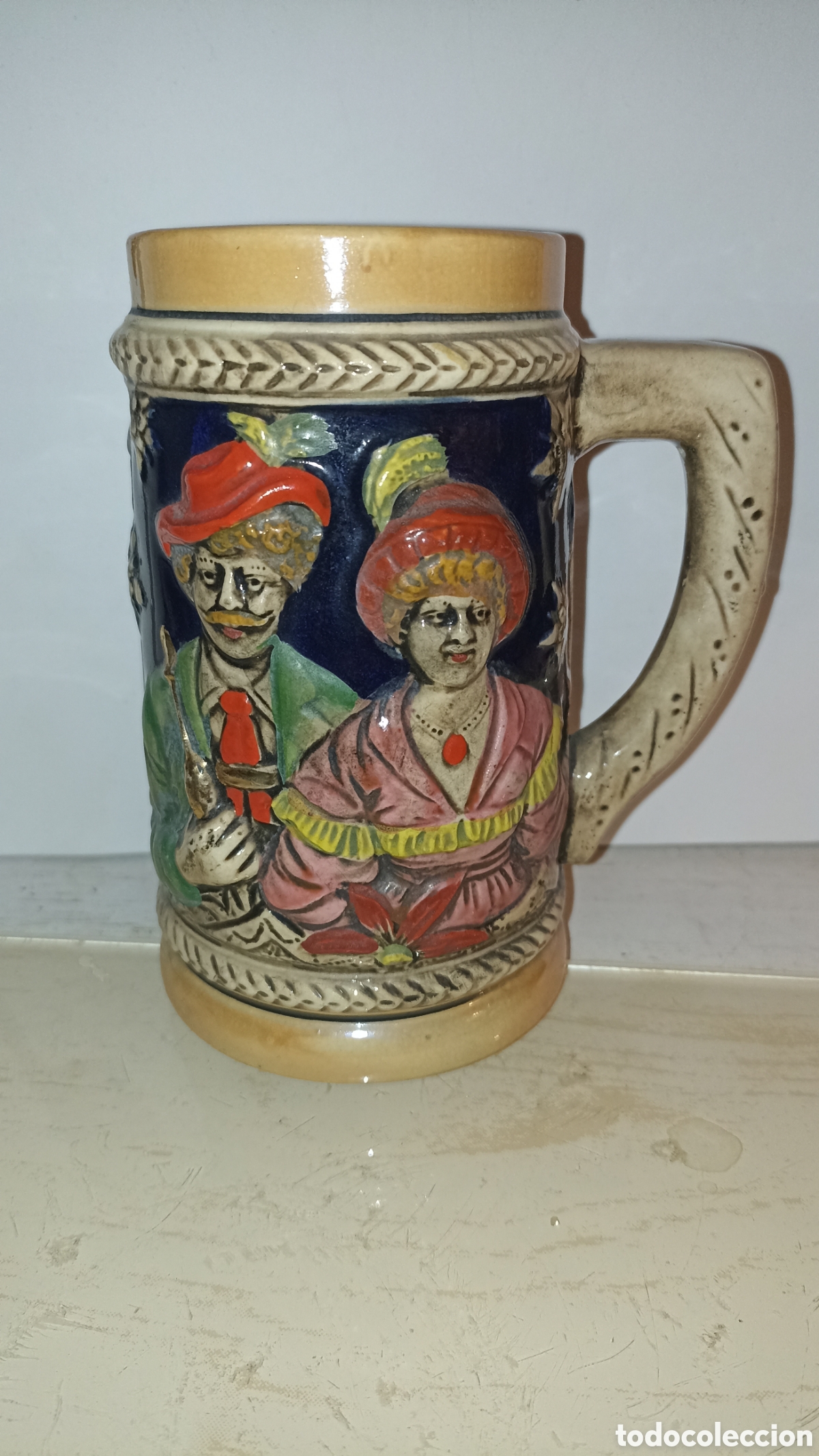 Vintage: jarra de cerveza de cer&aacute;mica vintage 14 cm
