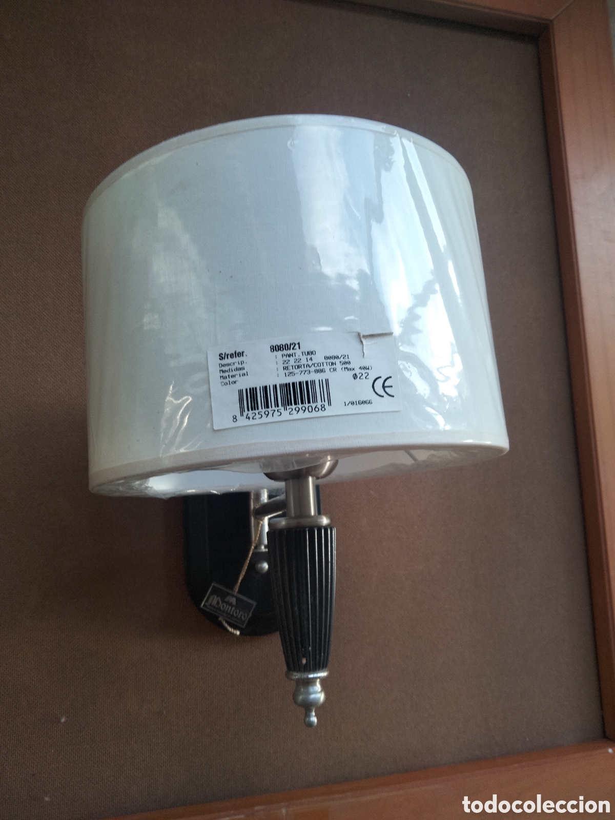Vintage: Aplique de Pared Cl&aacute;sico FARO (Modelo 0080/21) - Pantalla de Algod&oacute;n Blanco y Detalles Cromados