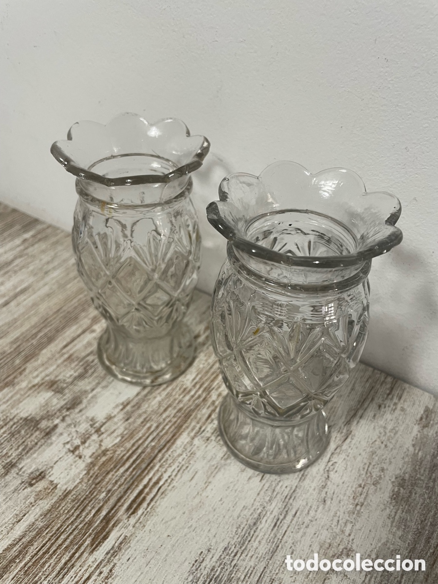 Vintage: JARRONES VIOLETEROS CRISTAL - Foto 2