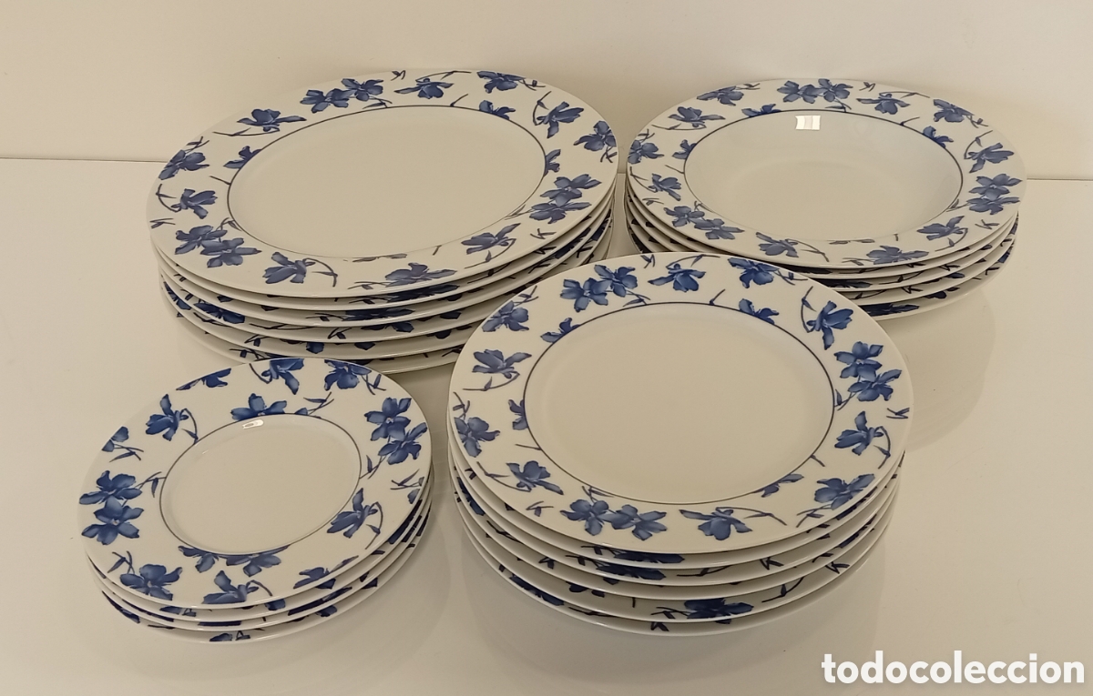 Vintage: .VAJILLA PORCELANA VISTA ALEGRE 21 PIEZAS FLOR AZUL