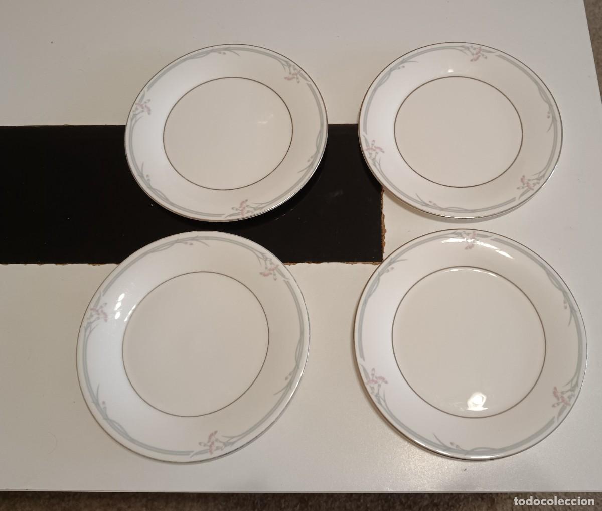 Vintage: PRECIOSO CONJUNTO DE 4 PLATOS PARA POSTRES O ENSALADA DE PORCELANA FINA,ROYAL DOULTON,PATR&Oacute;N CARNATI