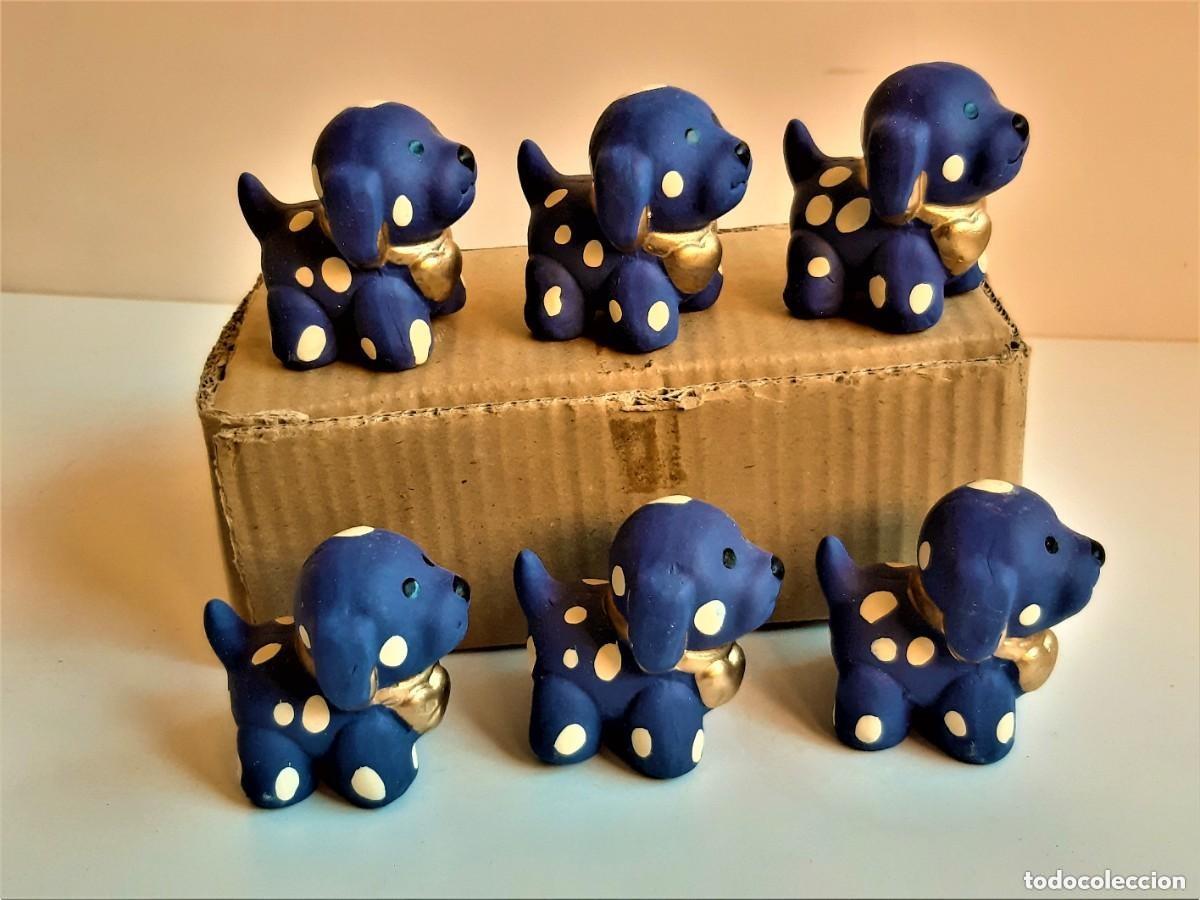 Vintage: LOTE DE 6 FIGURITAS DE PERROS DECORACION - 6X6.CM APROX CADA UNA