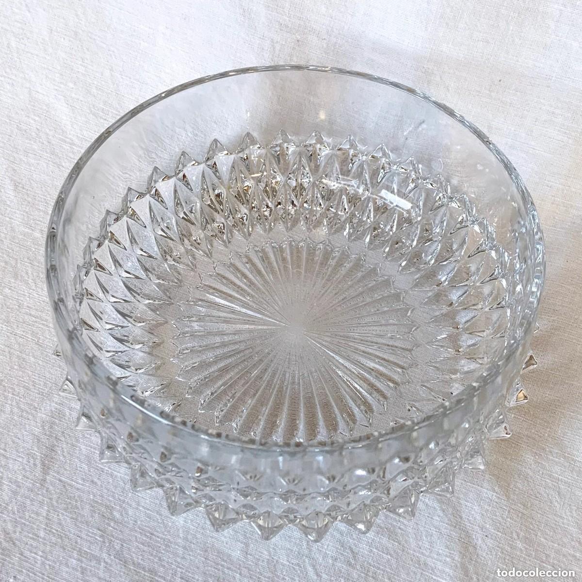 Vintage: Bol de servir de cristal transparente con punta de diamante vintage, Indiana Glass, EE. UU.