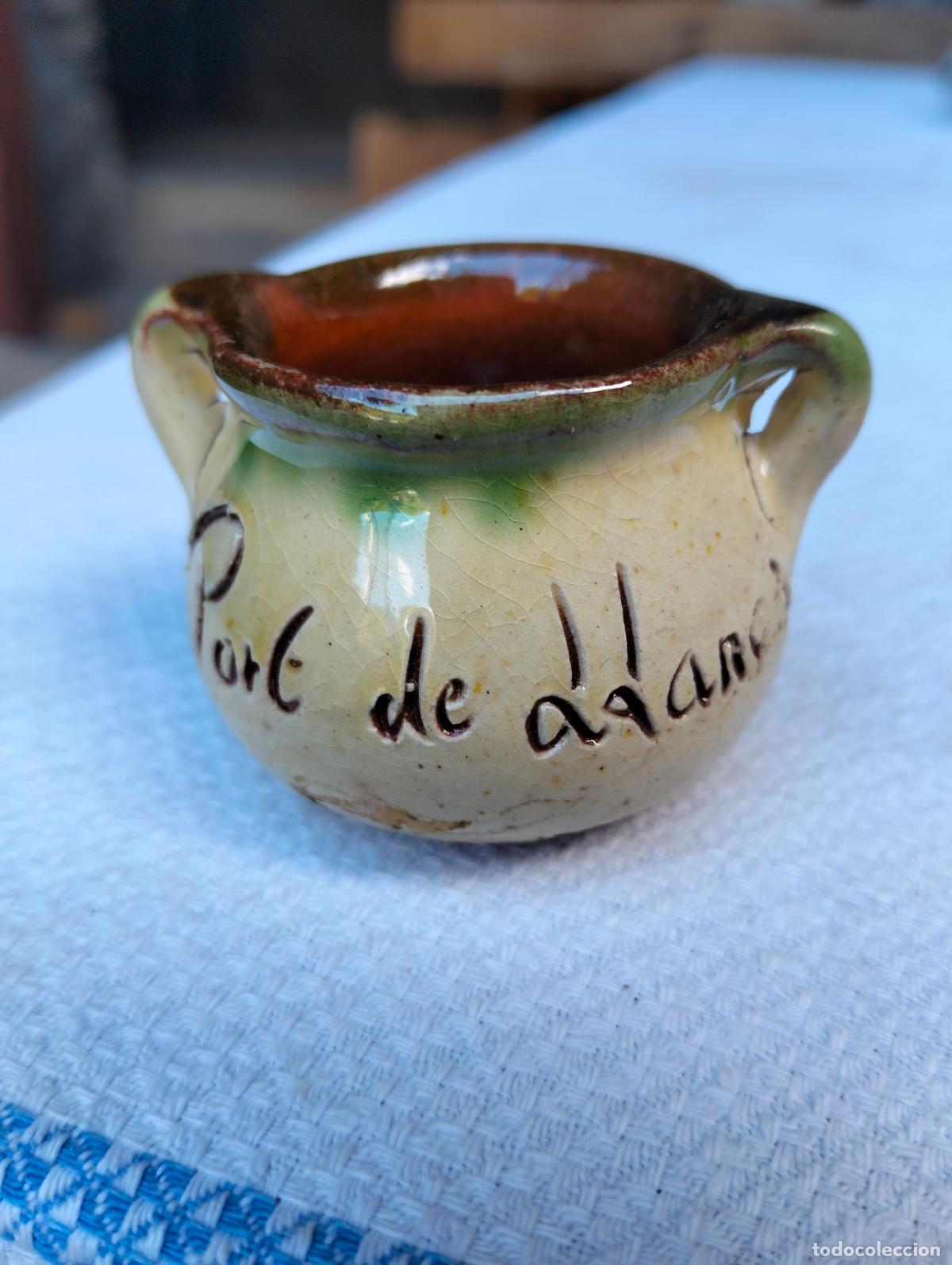 Vintage: Olla peque&ntilde;a miniatura ollita mini vintage de cer&aacute;mica recuerdo Port de Llan&ccedil;&agrave;
