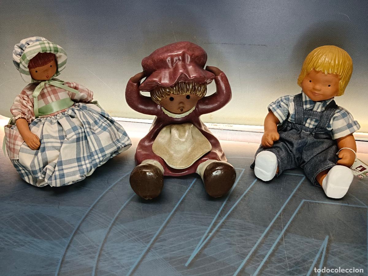 Vintage: 3 figuras Jullar cer&aacute;mica o barro esmaltado 23x18 cm