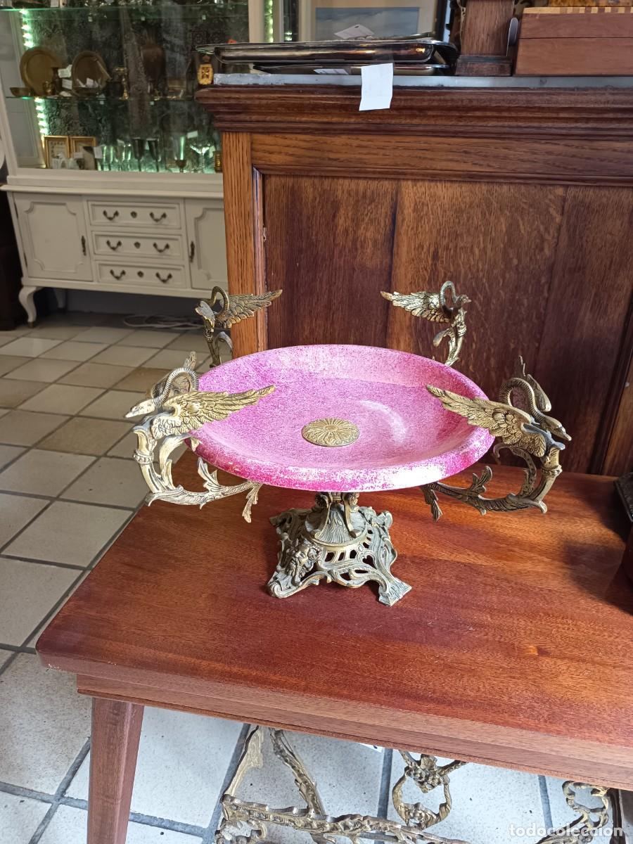 Vintage: Gran Centro de mesa Bronce y Cer&aacute;mica