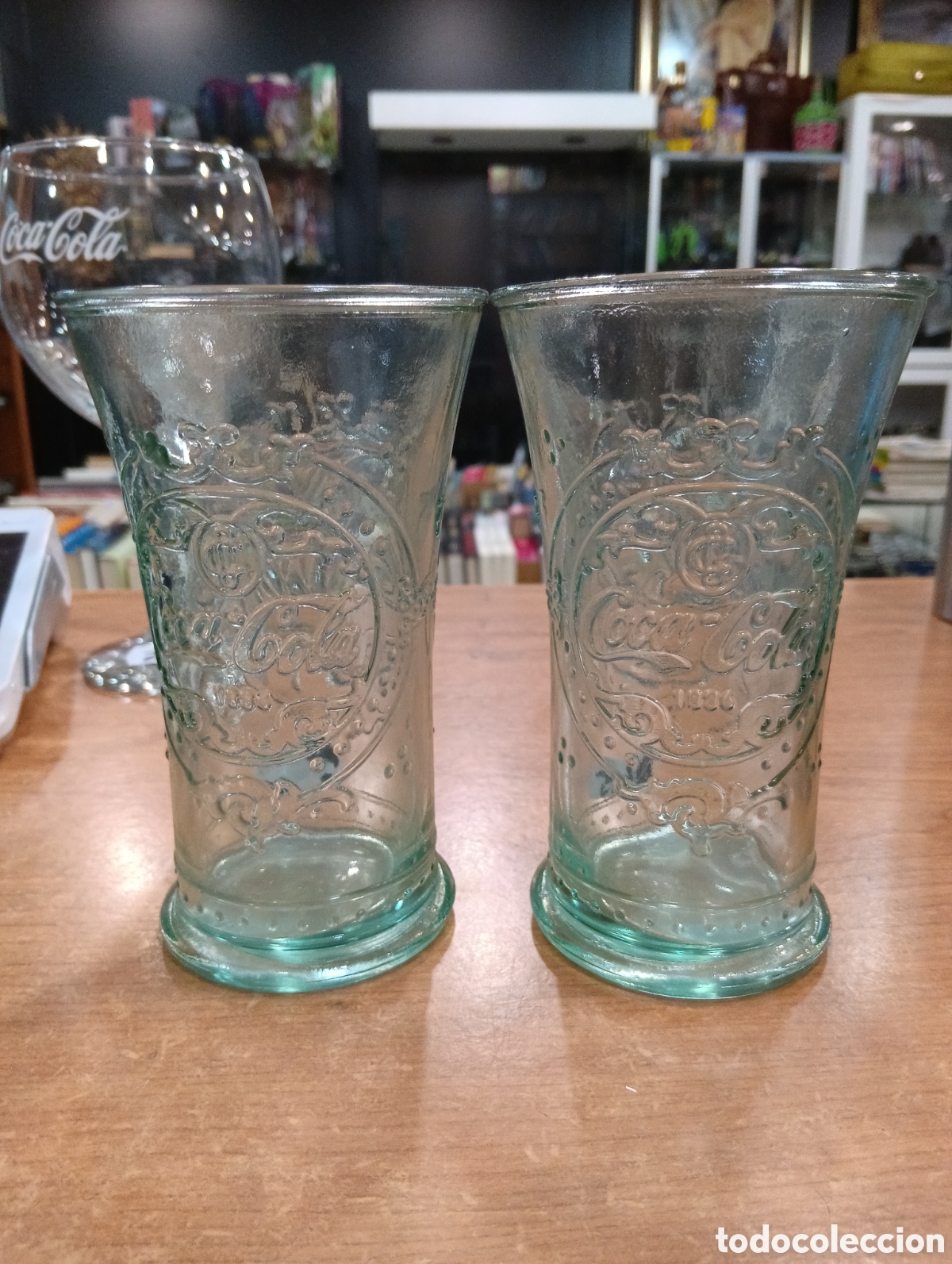 Vintage: Lote de dos Vasos vintage de Coca-Cola de vidrio reciclado