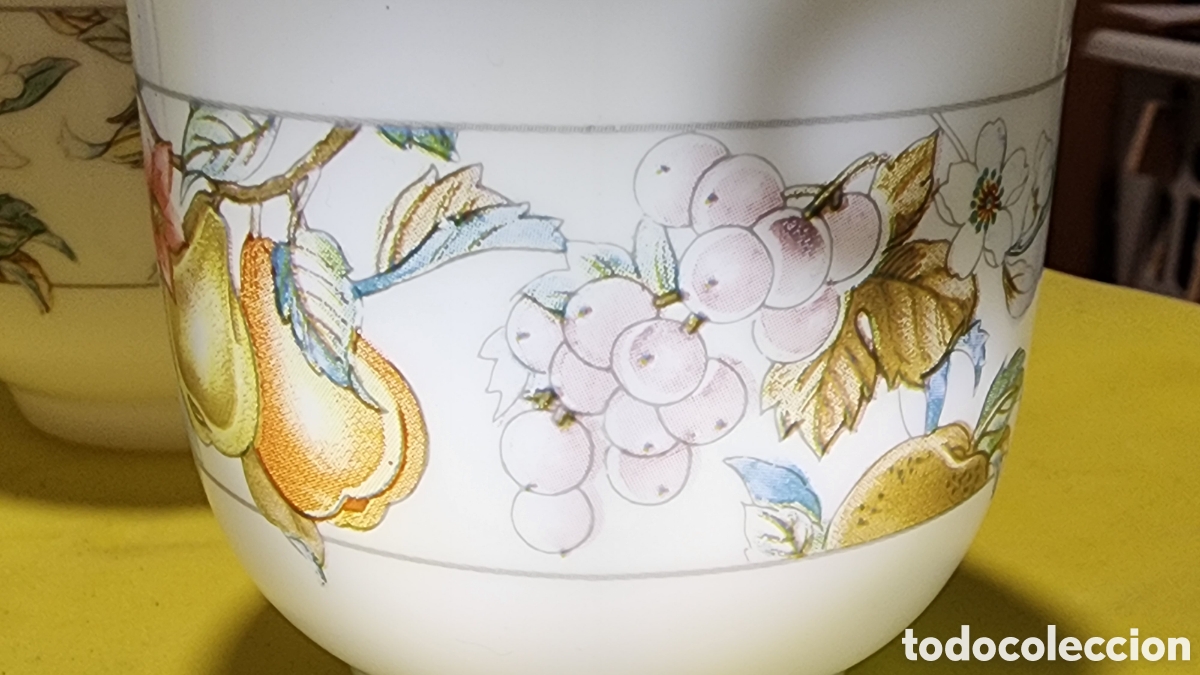 Vintage: Lote de 5 Tazas Vintage Arcopal France - Motivo Frutas (Vidrio Opalina)