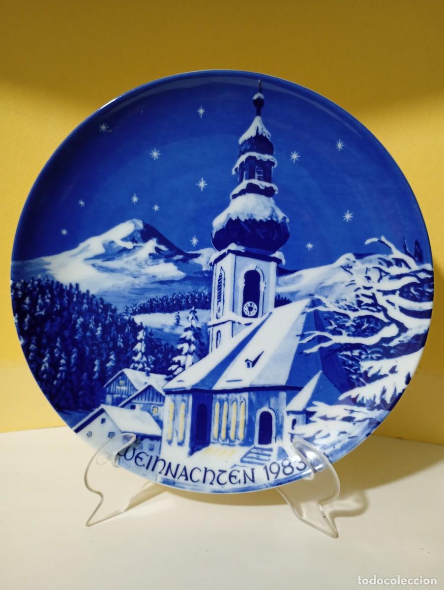 Vintage: PLATO DECORATIVO DE PORCELANA ALEMANA, TEMA PAISAJE INVIERNO COLOR AZUL