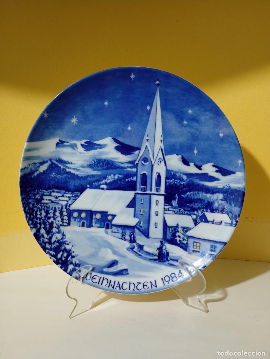 Vintage: PLATO DECORATIVO DE PORCELANA ALEMANA, TEMA PAISAJE INVIERNO COLOR AZUL