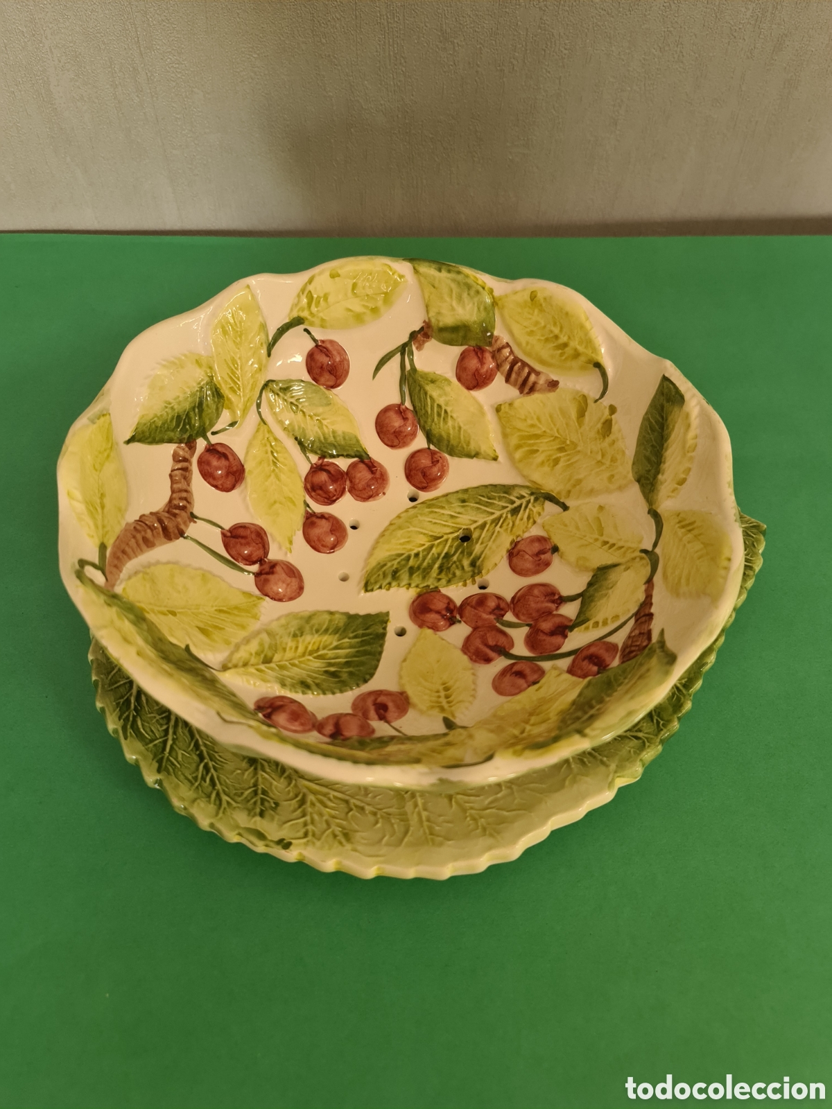 Vintage: Ensaladera de cer&aacute;mica may&oacute;lica. DRAINER BOWL.