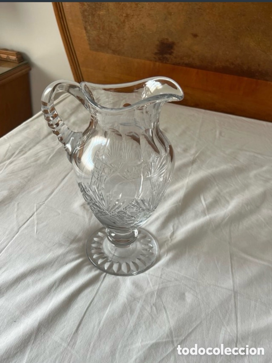 Vintage: Jarra de cristal tallado de unos 35cm