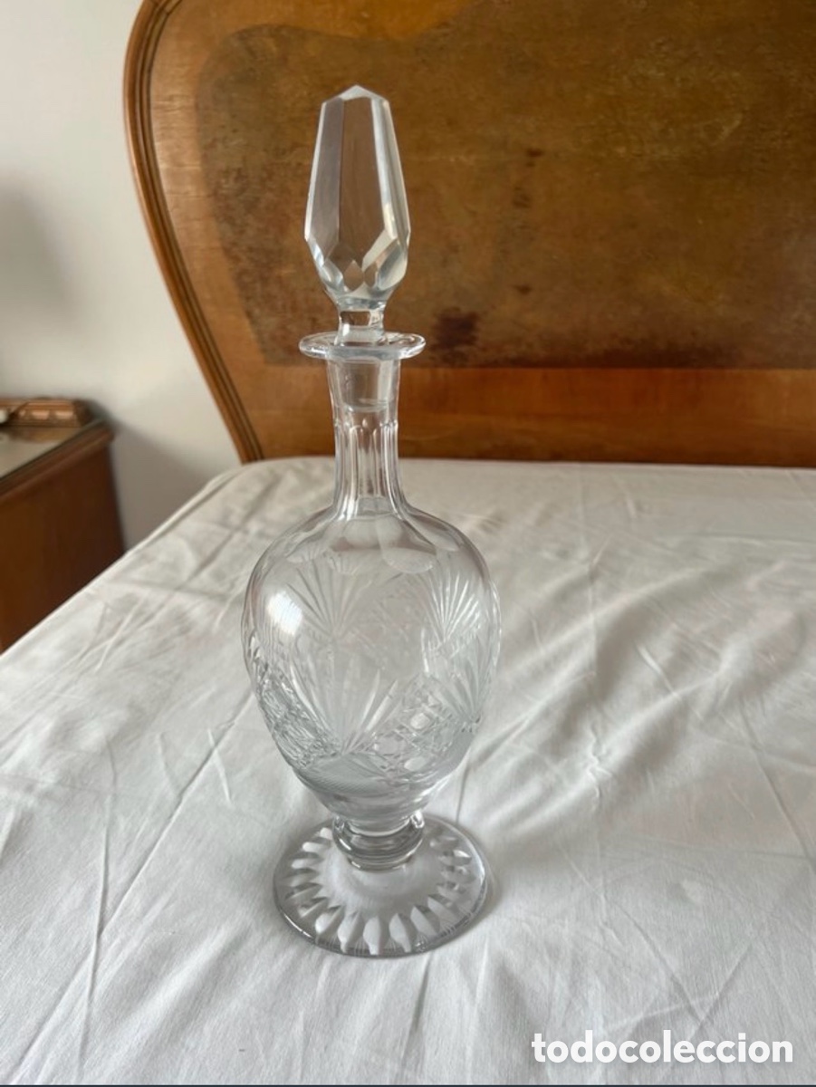 Vintage: Jarr&oacute;n de cristal tallado con tap&oacute;n