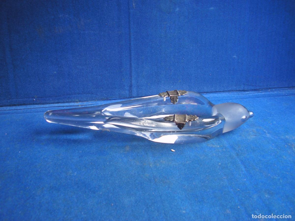 Vintage: CENICERO CRISTAL GOLONDRINA CON APLIQUES DE PLATA