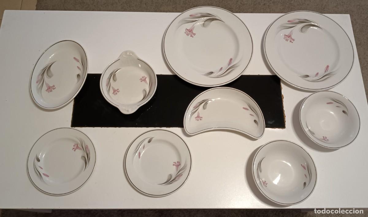 Vintage: PRECIOSO SERVICIO DE 9 PLATOS DE PORCELANA DE LA MARCA CHURCHILL, PATR&Oacute;N SAMPSONITE, VINTAGE