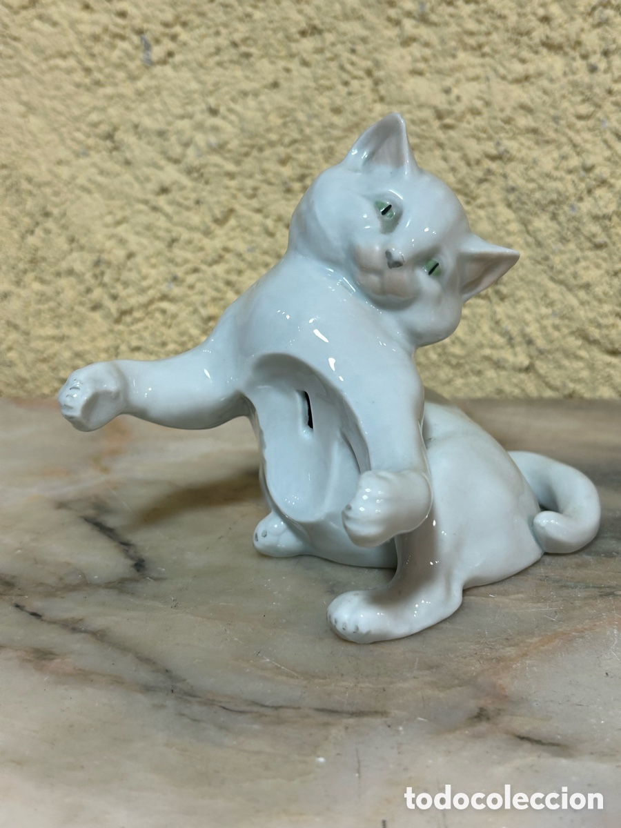 Vintage: Figura gato de porcelana Gebruder Heubach