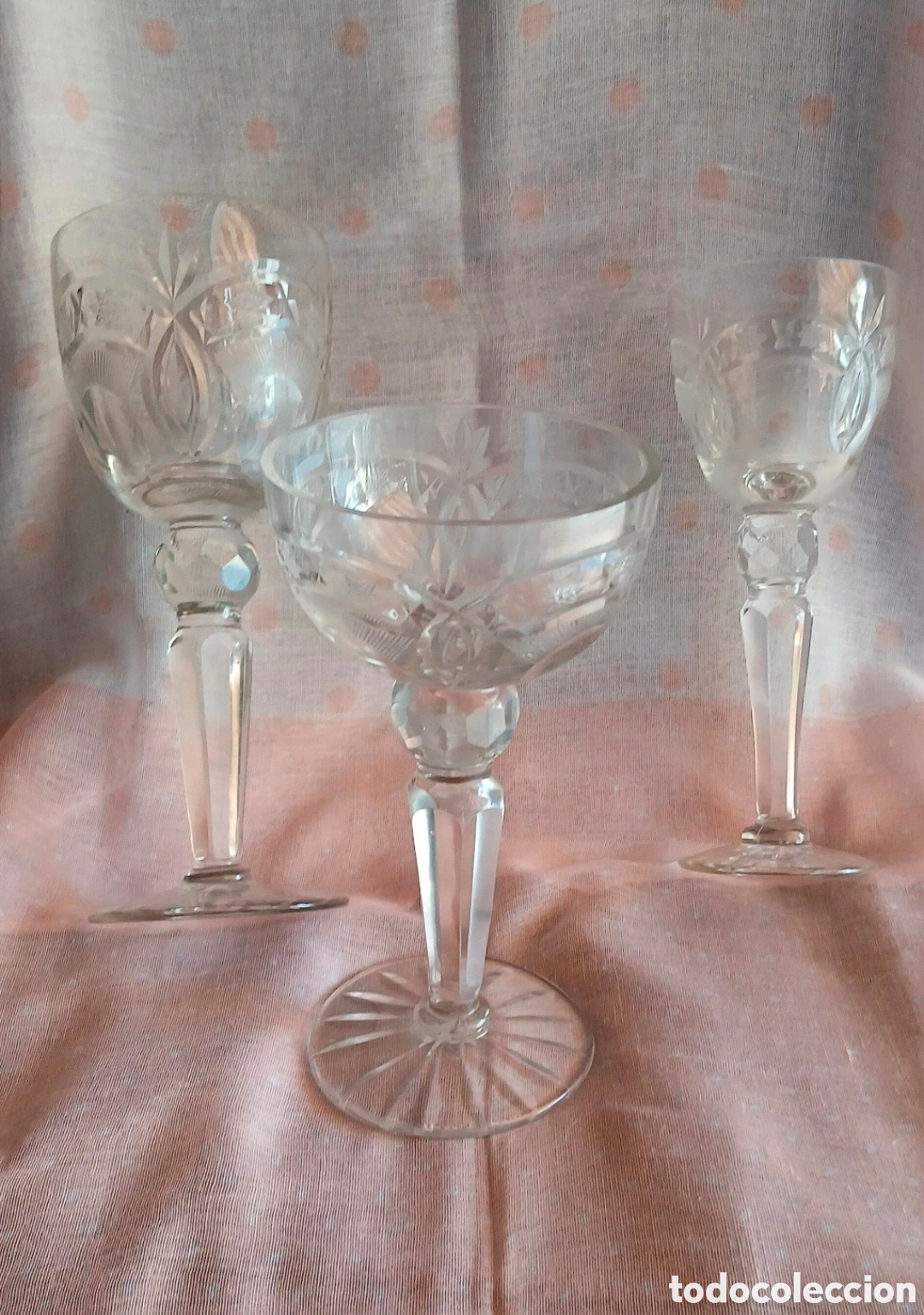 Vintage: Conjunto 3 Copas Cristal Vintage A&ntilde;os 60