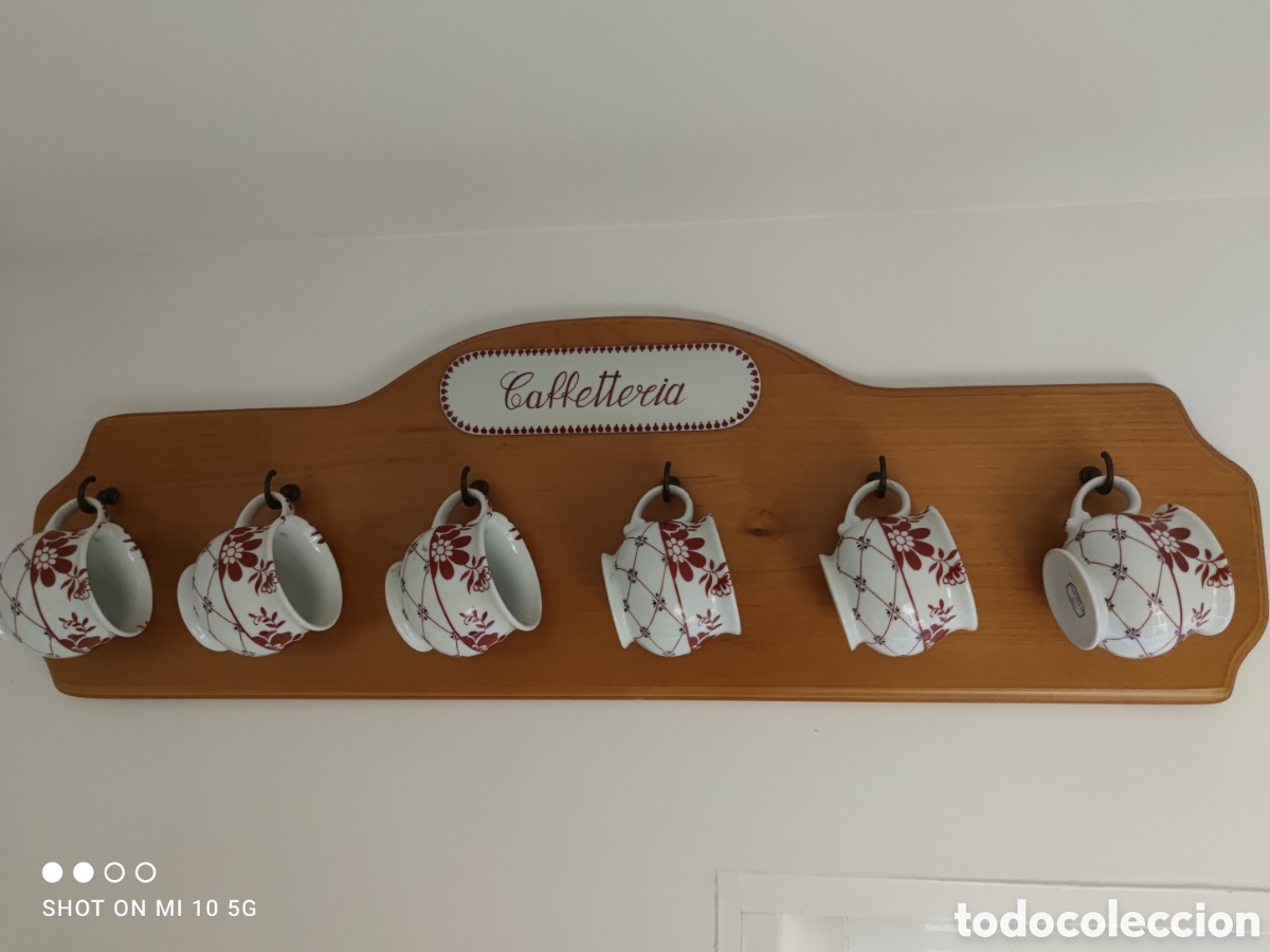 Vintage: Juego de 6 tazas de porcelana Giulia Mangani Firenze + Colgador de pared