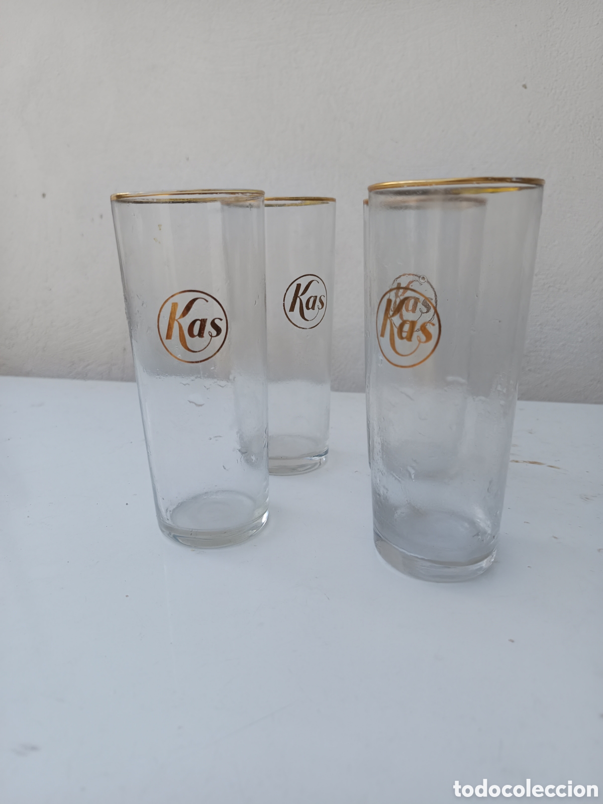 Vintage: Vaso vasos de cristal de tubo de refresco Kas antiguos