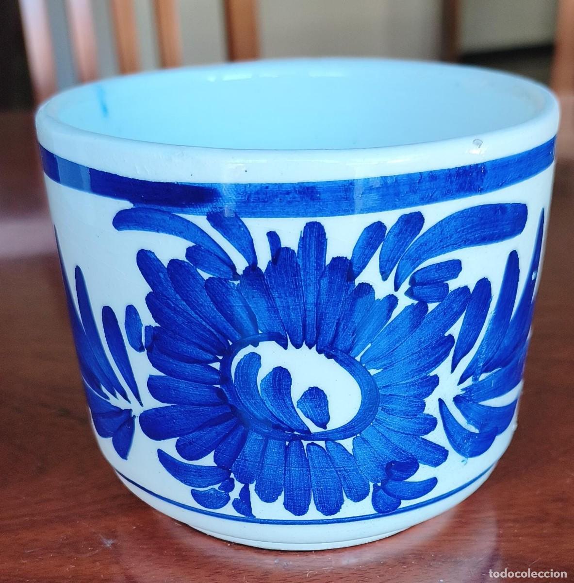 Vintage: Macetero cer&aacute;mica decoraci&oacute;n azul - 12cm di&aacute;metro x 10cm de alto - Sin marca