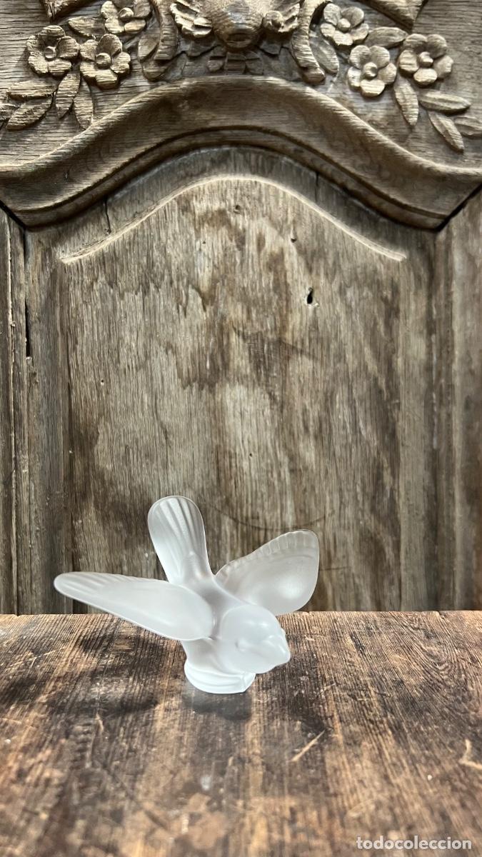 Vintage: P&aacute;jaro ave cristal prensado &aacute;cido s&egrave;vres Francia mitad s XX 6x11,5cms