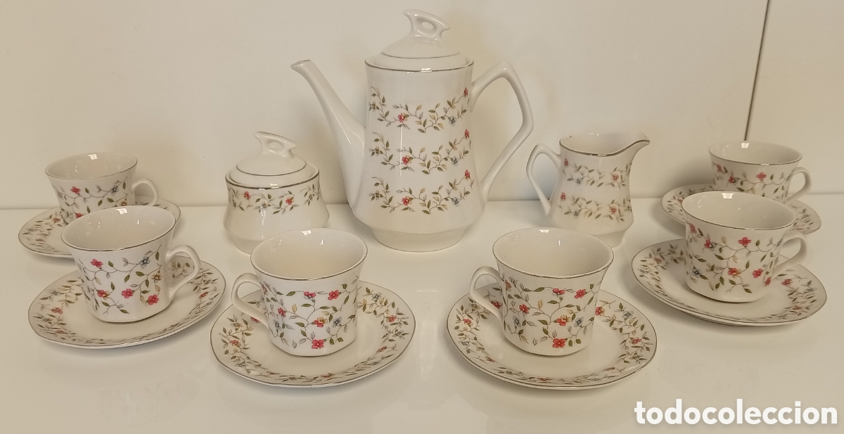 Vintage: .JUEGO DE CAFE PORCELANA BLANCA CHINA CON FLORES