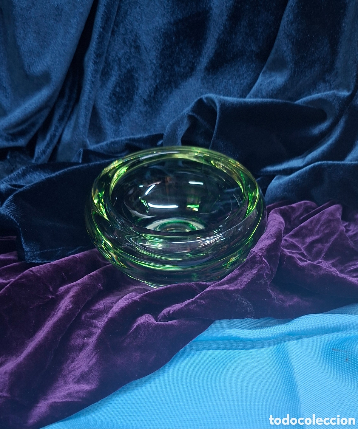 Vintage: Cuenco de cristal soplado verde
