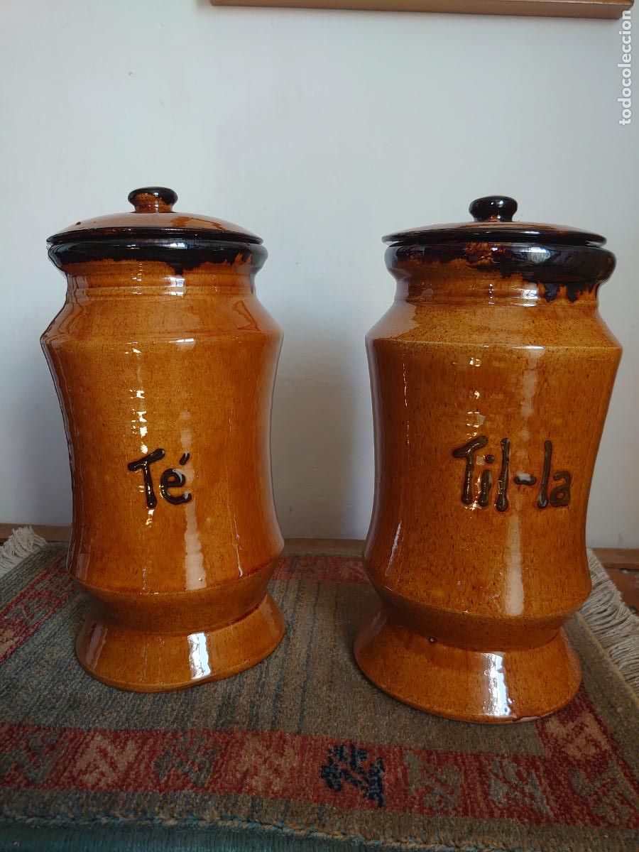 Vintage: BOTES HERBOL&Aacute;RIO DE CER&Aacute;MICA CATALANA 27 CM