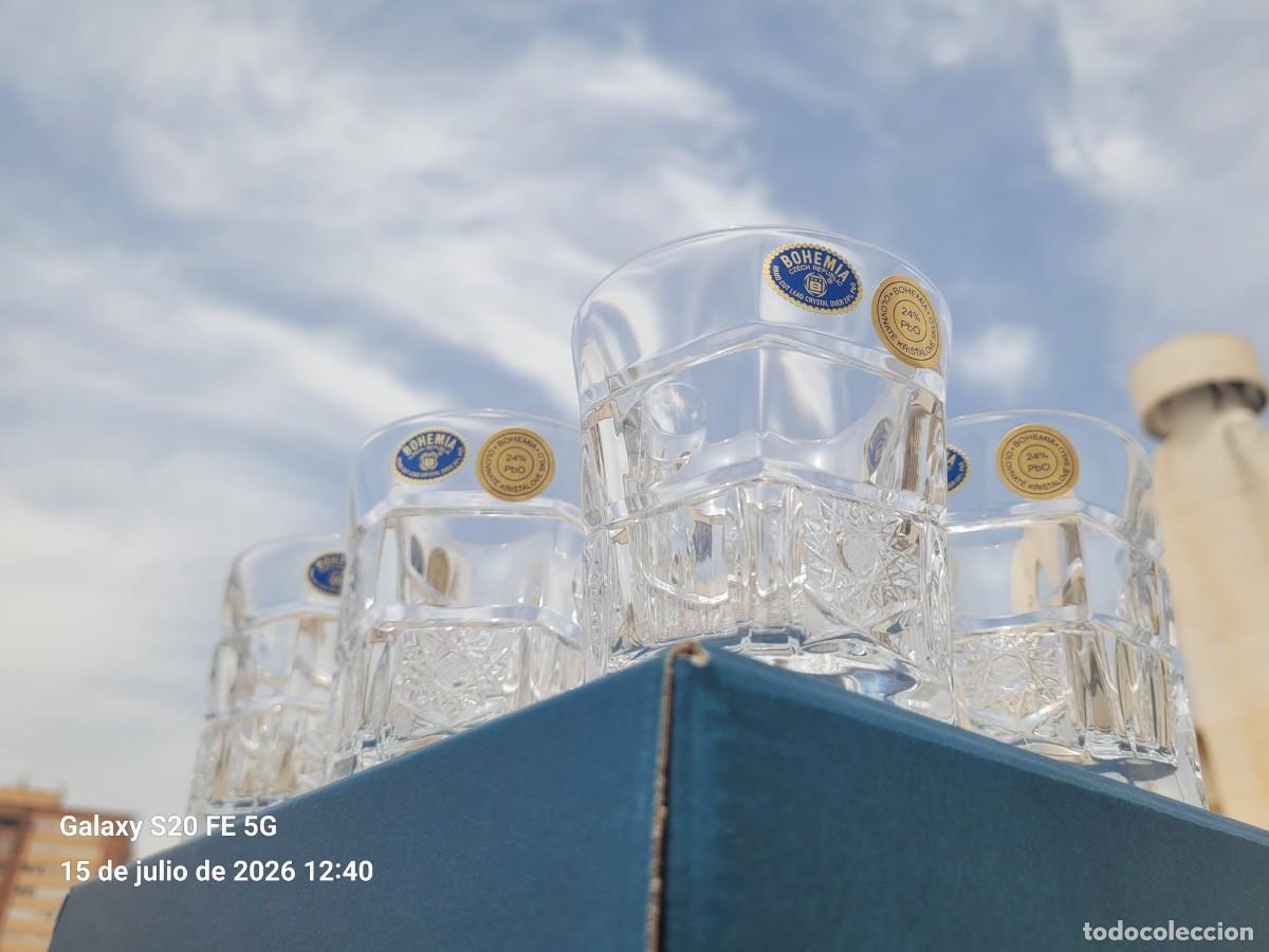 Vintage: 6 VASOS BOHEMIA Cristal tallado.