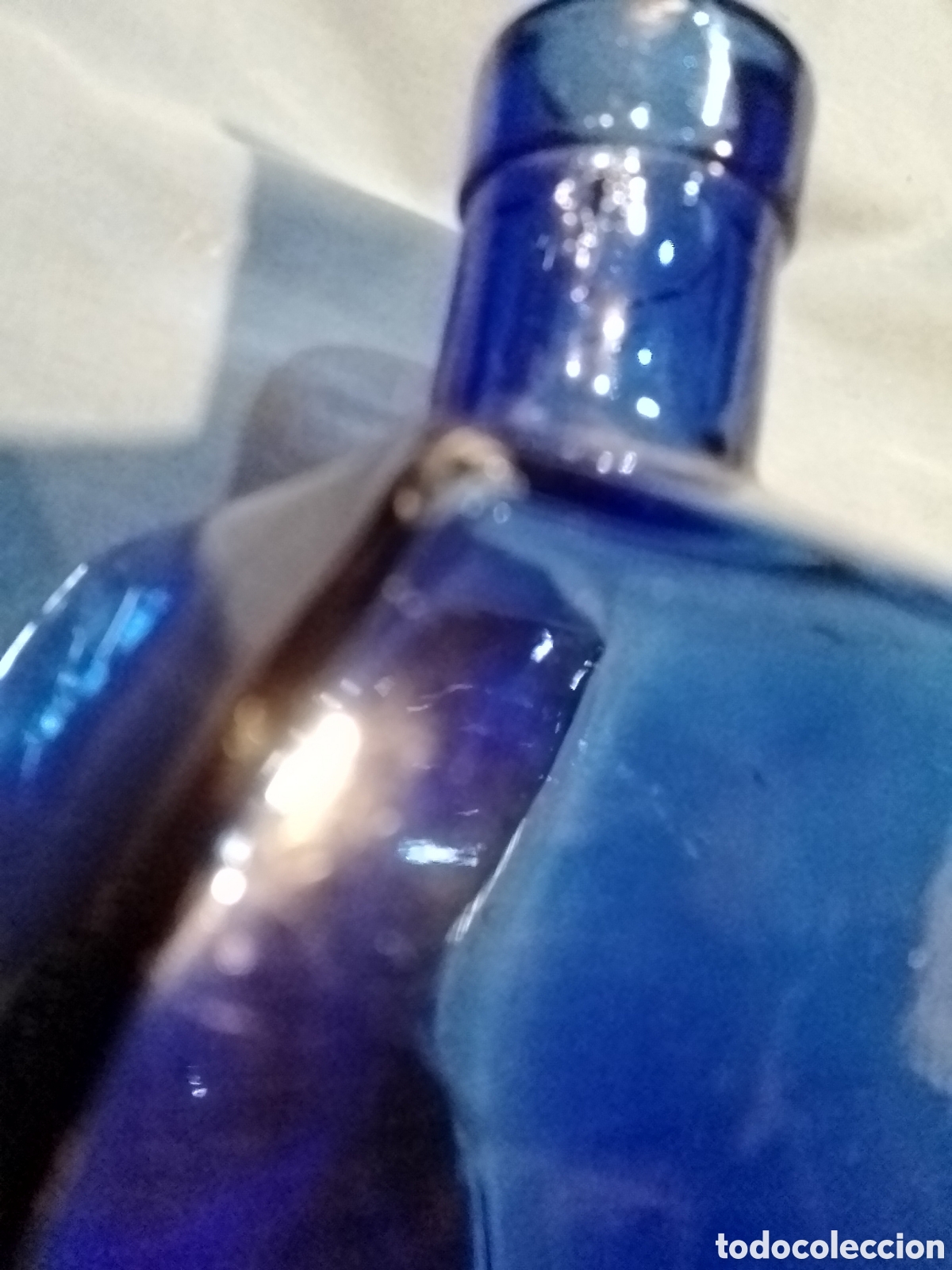 Vintage: Botella de cristal azul - Foto 6